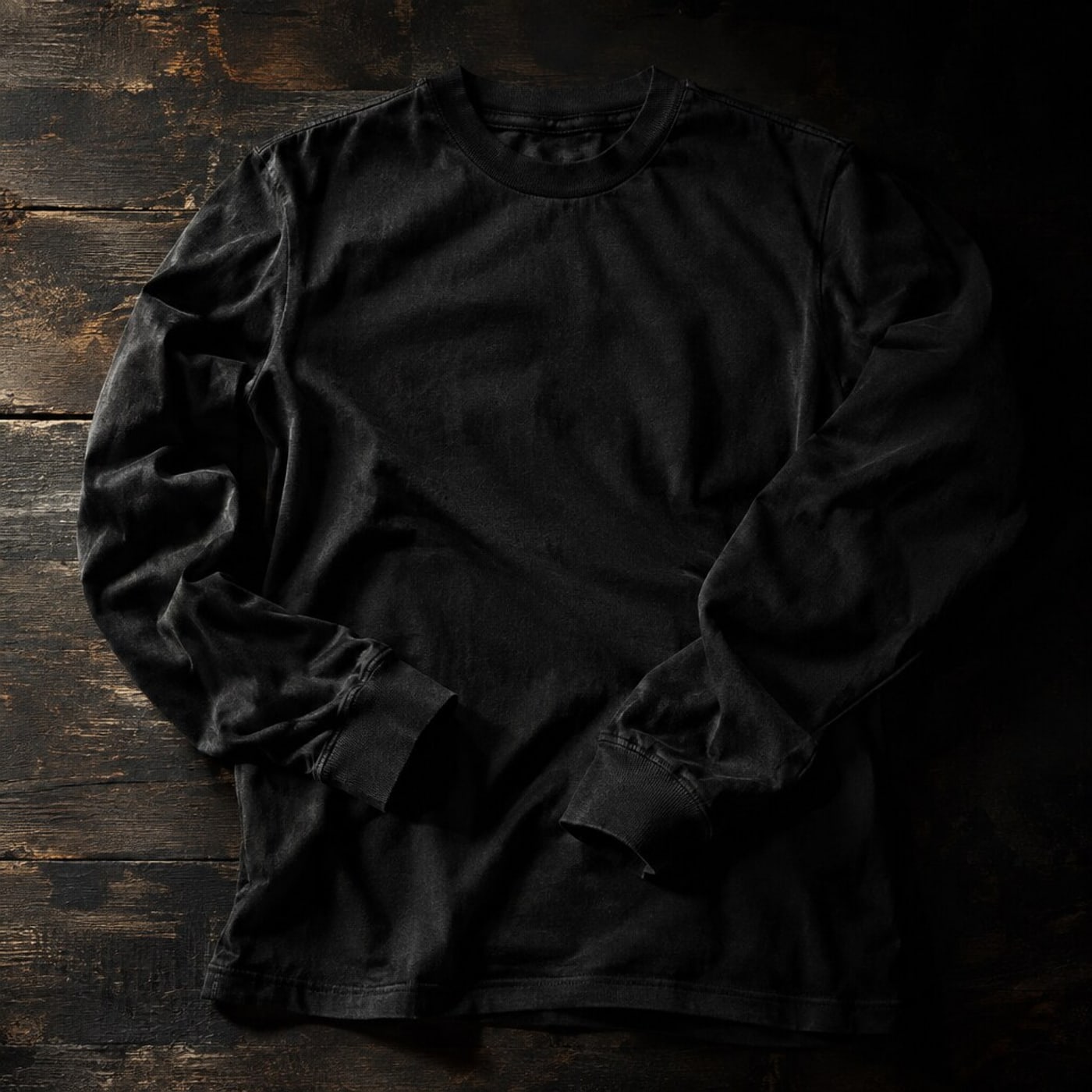 Black Still Strong long-sleeve tee laid flat
